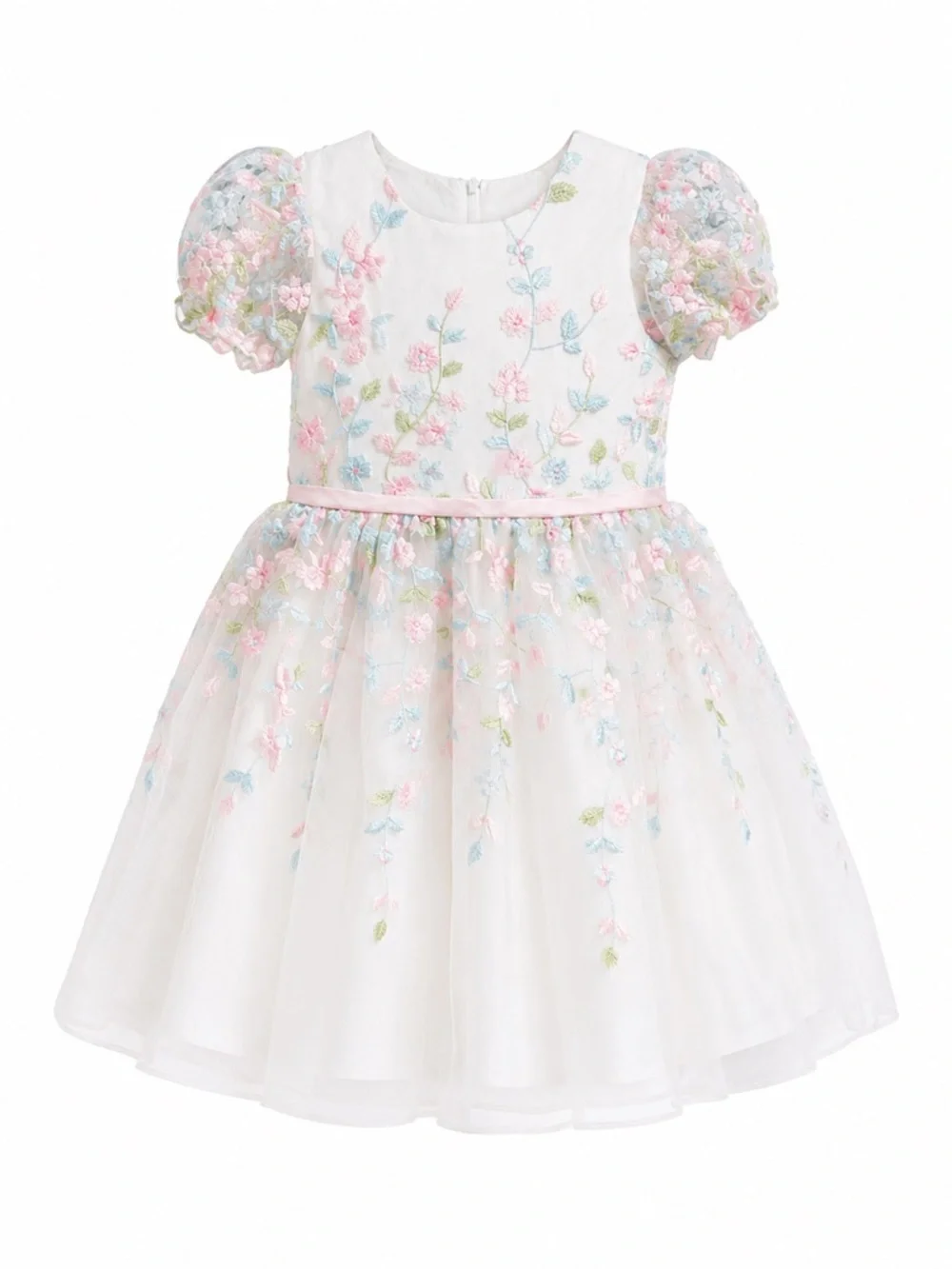 Rare Too Girls White Embroidered Floral Dress | Size 6